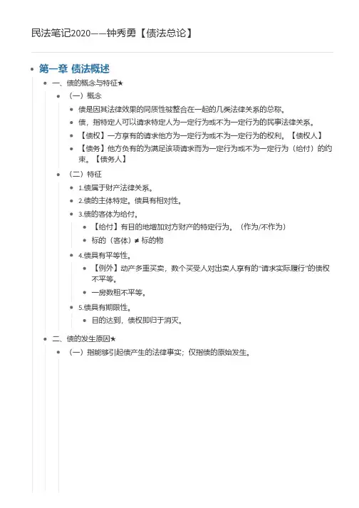 法考笔记——钟秀勇民法【债法总论】