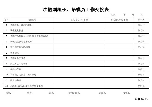注塑员工作交接表