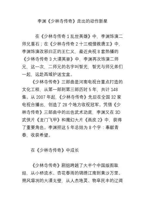李渊《少林寺传奇》走出的动作新星