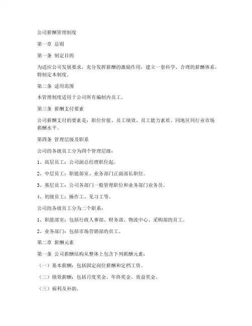 正规大公司薪酬制度模板