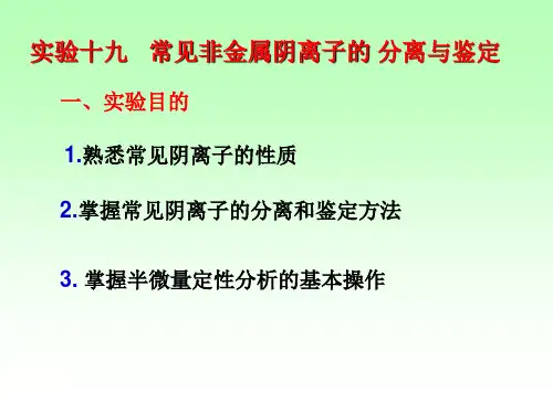 19常见非金属阴离子的分离与鉴定-yang