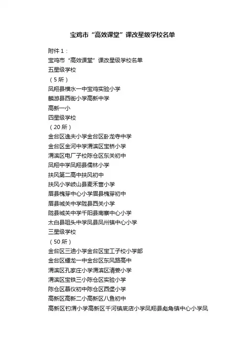 宝鸡市“高效课堂”课改星级学校名单