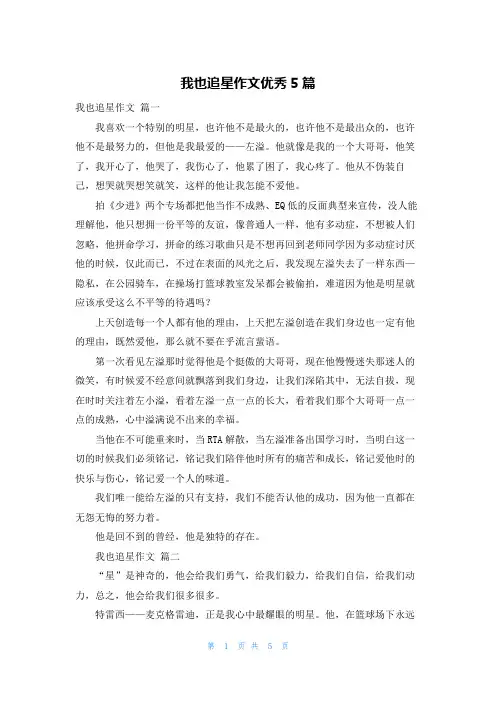 我也追星作文优秀5篇