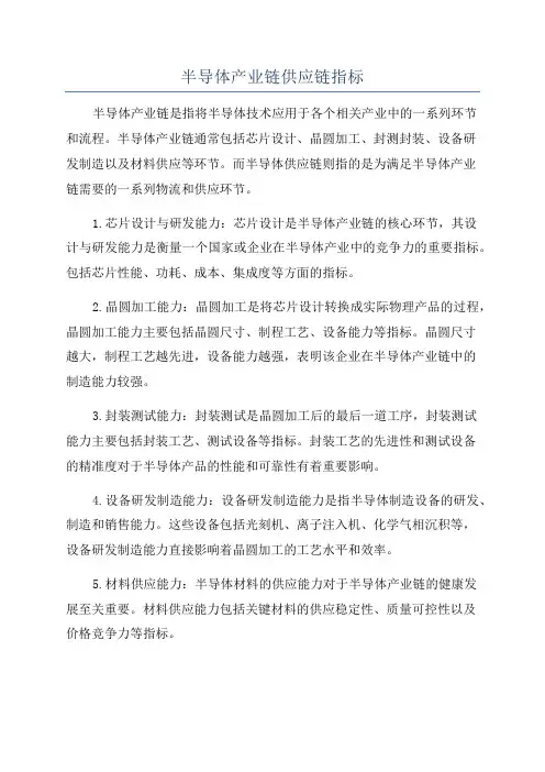 半导体产业链供应链指标