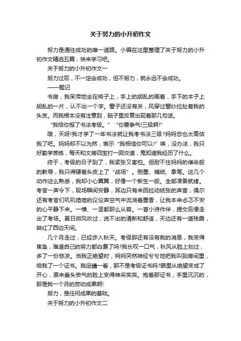 关于努力的小升初作文