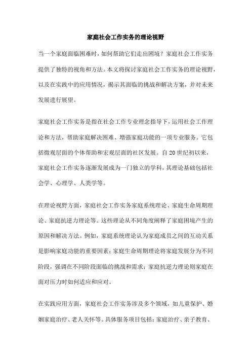 家庭社会工作实务的理论视野