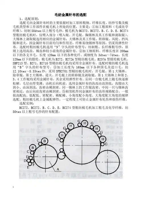毛纺金属针布的选配