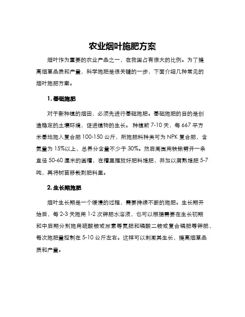 农业烟叶施肥方案