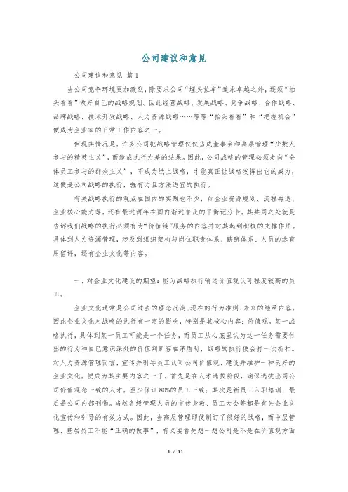 公司建议和意见
