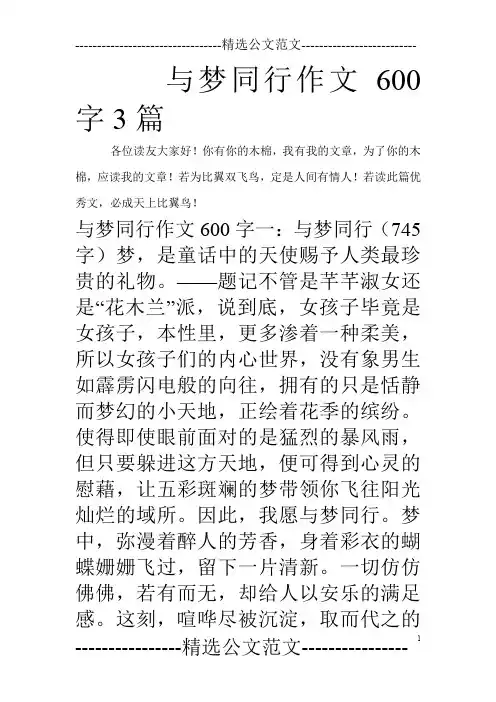 与梦同行作文600字3篇