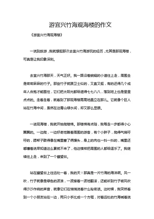 游宜兴竹海观海楼的作文