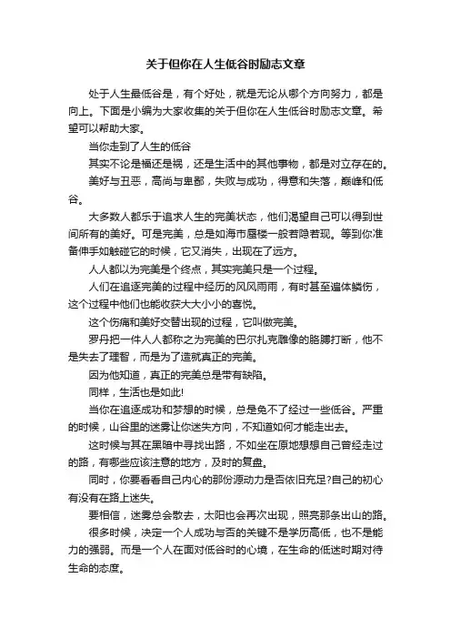 关于但你在人生低谷时励志文章
