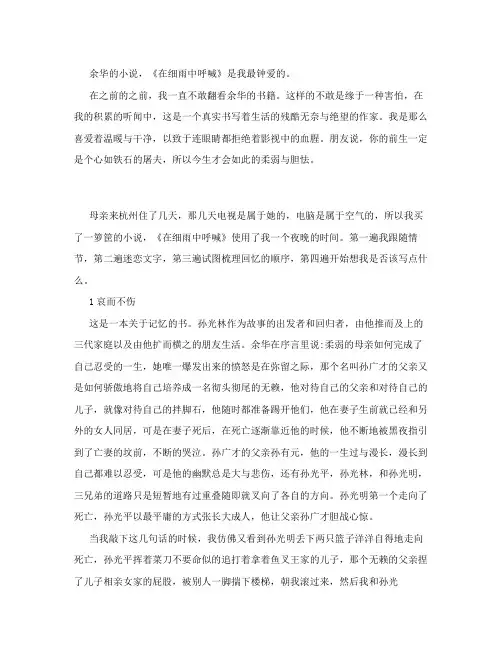 《在细雨中呼喊》书评