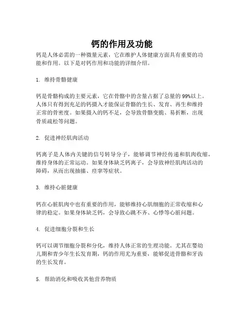 钙的作用及功能