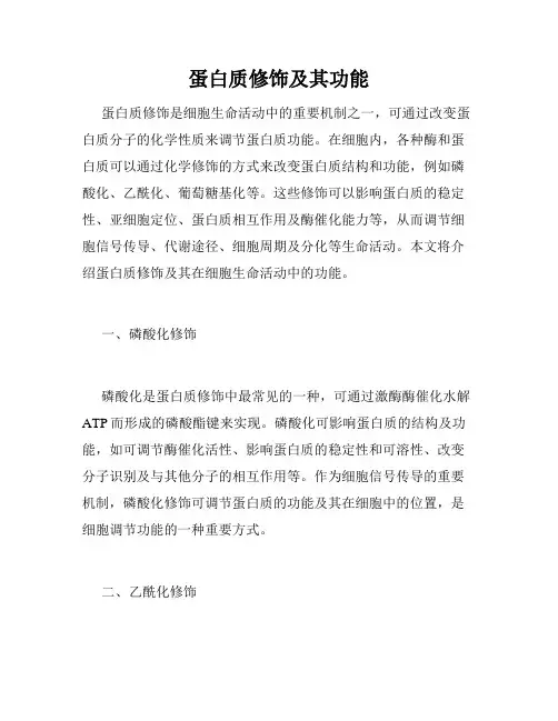 蛋白质修饰及其功能