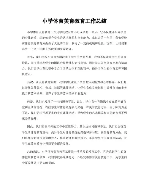 小学体育美育教育工作总结
