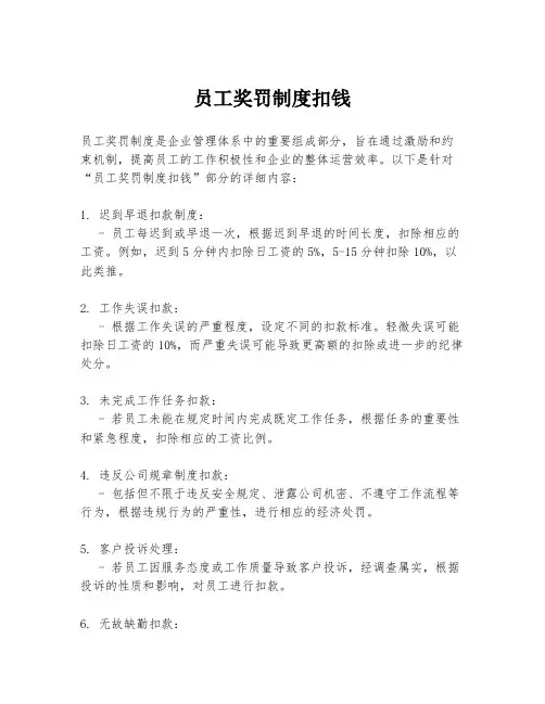 员工奖罚制度扣钱