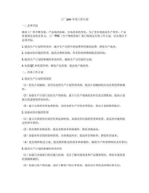 工厂pmc年度工作计划