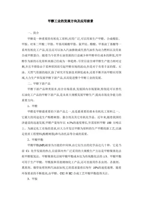 甲醇工业的发展方向及应用前景