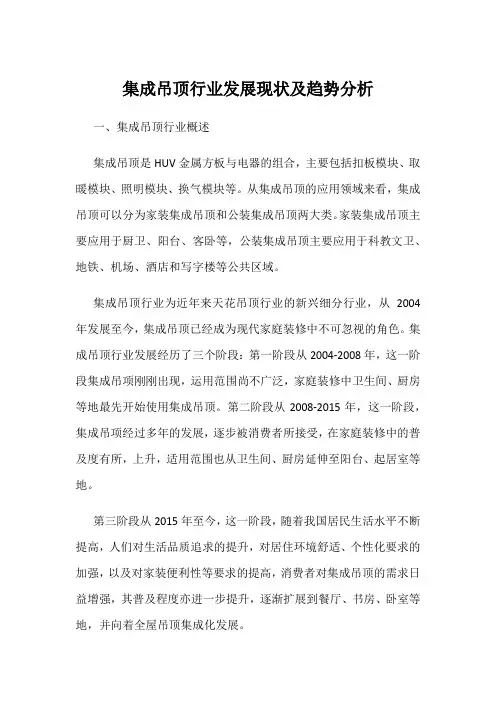 集成吊顶行业发展现状及趋势分析