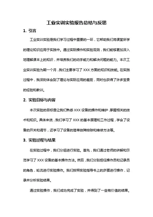 工业实训实验报告总结与反思