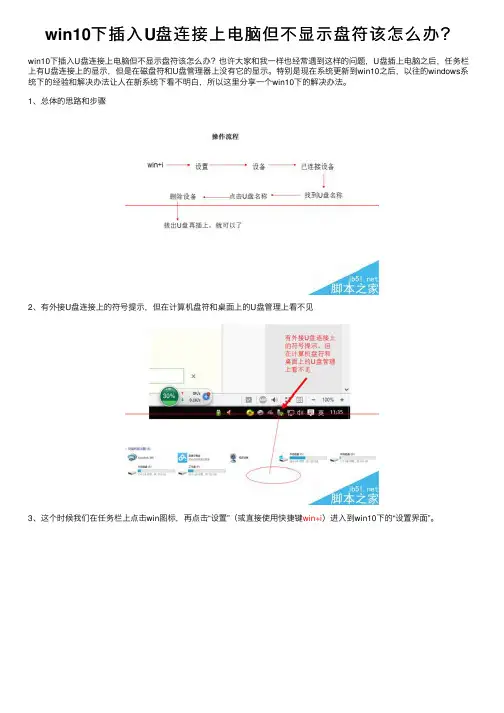 win10下插入U盘连接上电脑但不显示盘符该怎么办？