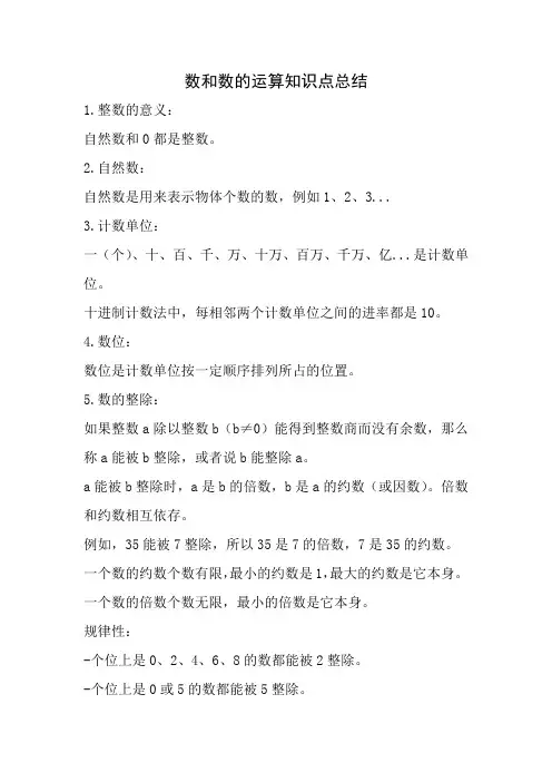 数和数的运算知识点(经典完整版)