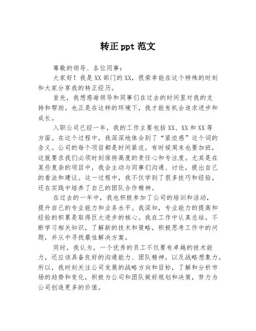 转正ppt范文