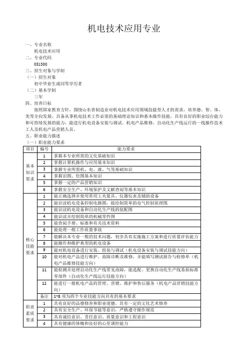 18、机电技术应用专业实施性教学计划