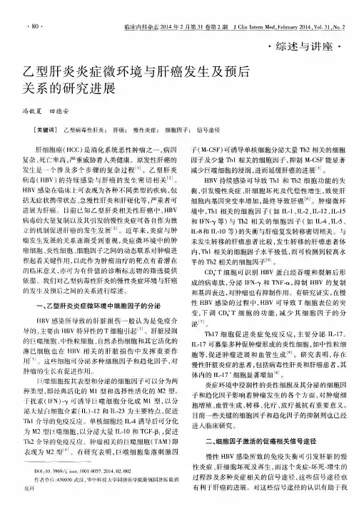 乙型肝炎炎症微环境与肝癌发生及预后关系的研究进展