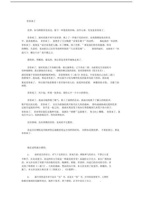 初中中考满分的作文及赏析.docx