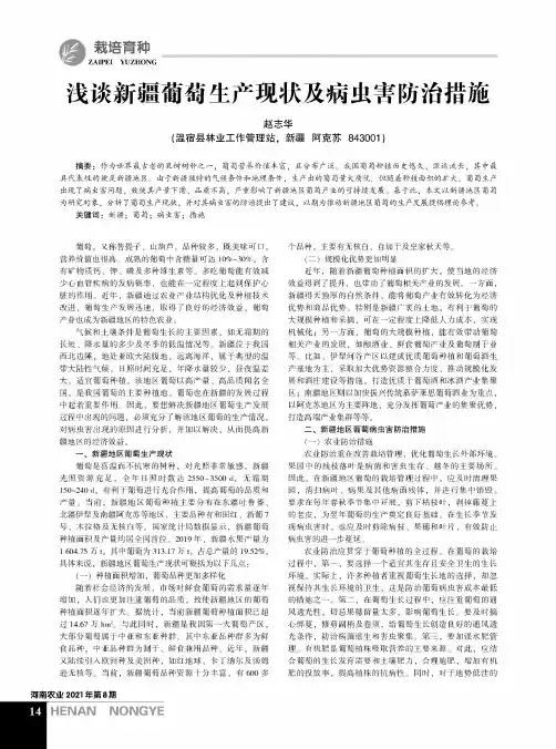 浅谈新疆葡萄生产现状及病虫害防治措施