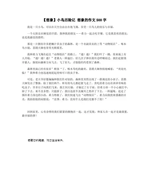 【想象】小鸟历险记 想象的作文500字