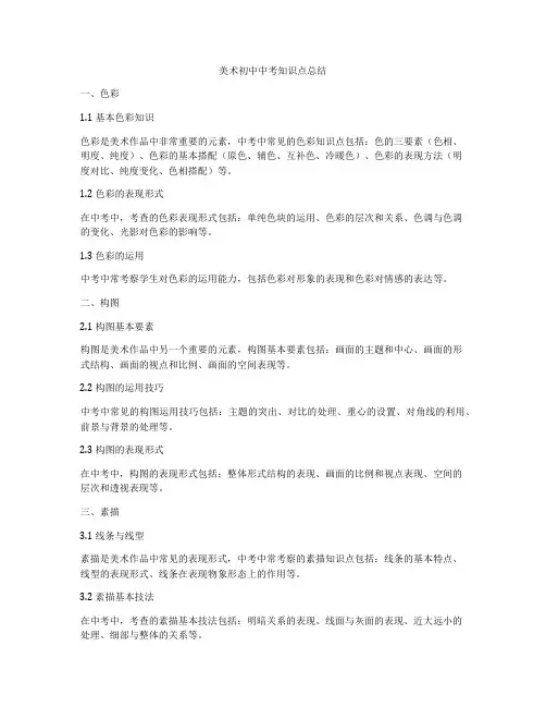 美术初中中考知识点总结