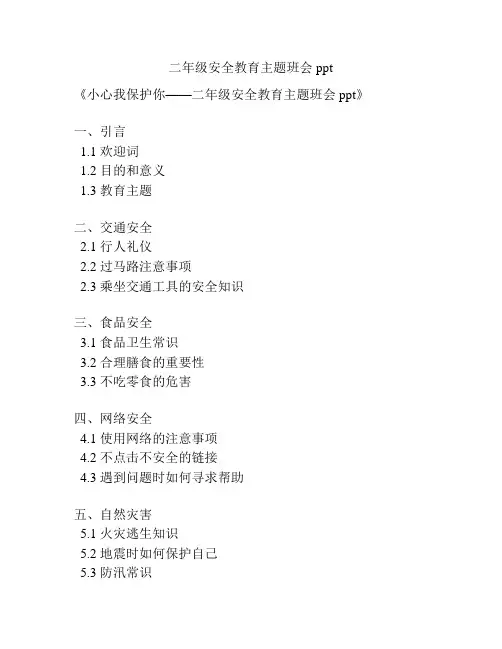 二年级安全教育主题班会ppt