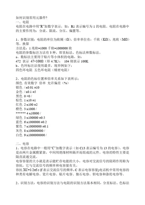 认识贴片元件的型号