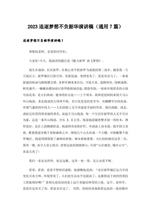 2023追逐梦想不负韶华演讲稿(通用7篇)