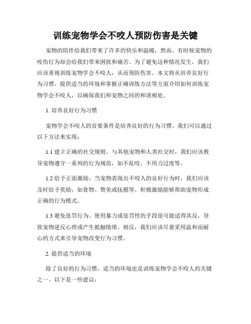 训练宠物学会不咬人预防伤害是关键