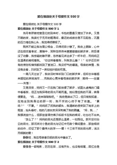 爱在细微处关于母爱作文500字
