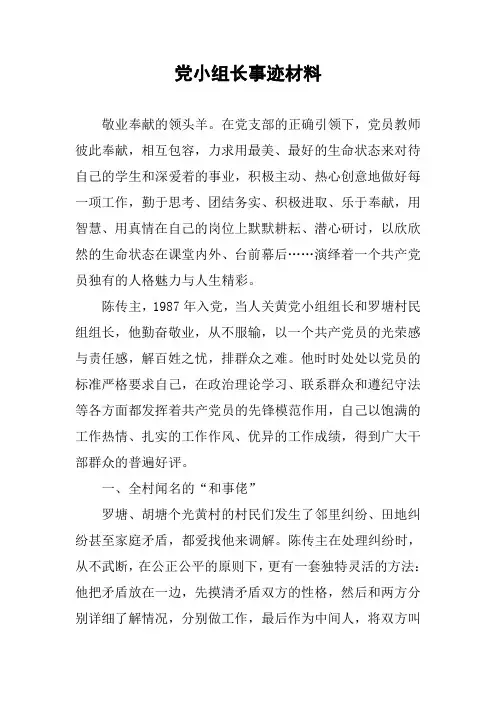 党小组长事迹材料