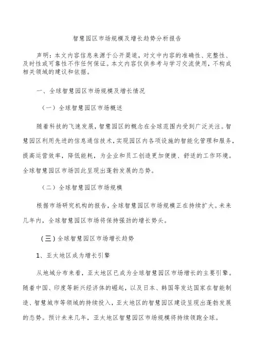 智慧园区市场规模及增长趋势分析报告