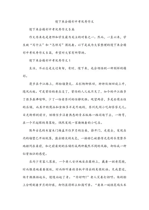 慢下来会精彩中考作文