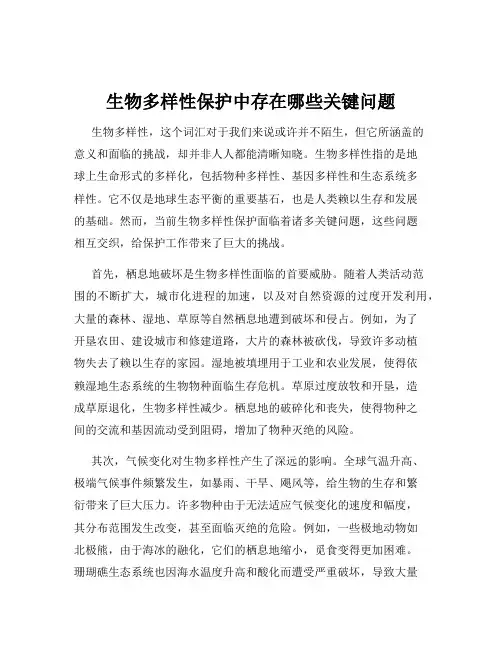 生物多样性保护中存在哪些关键问题