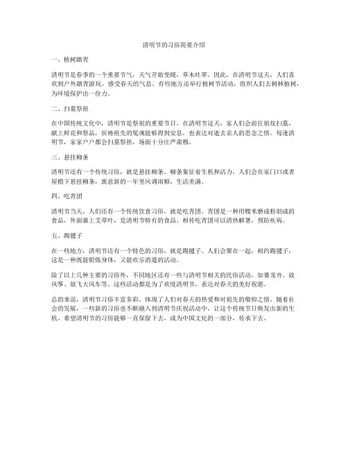 清明节的习俗简要介绍