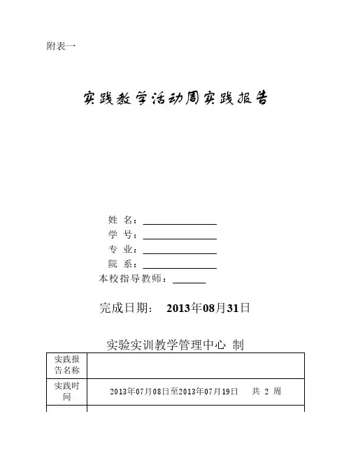 附表一：实践周报告格式