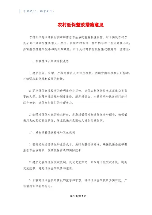 农村低保整改措施意见