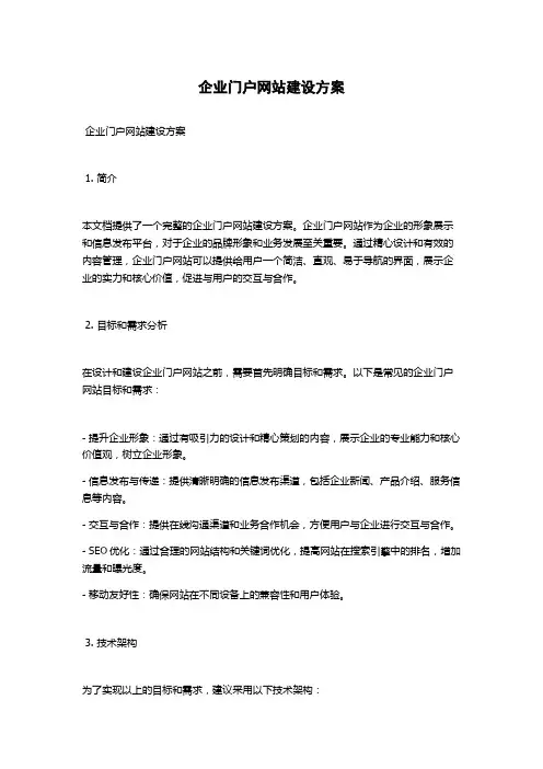 企业门户网站建设方案