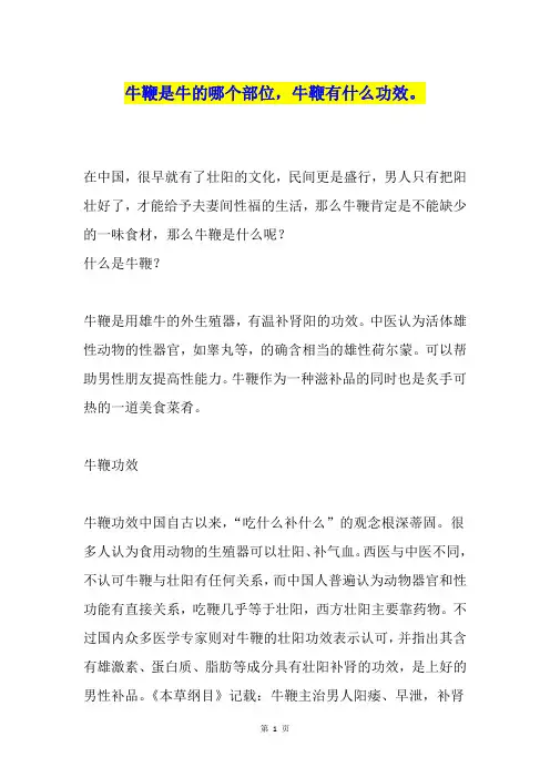 牛鞭是牛的哪个部位,牛鞭有什么功效。