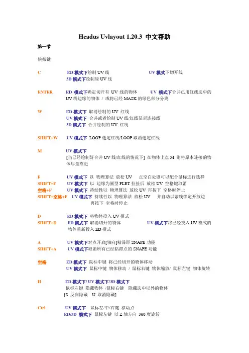 UVLayout 快捷键及界面汉化