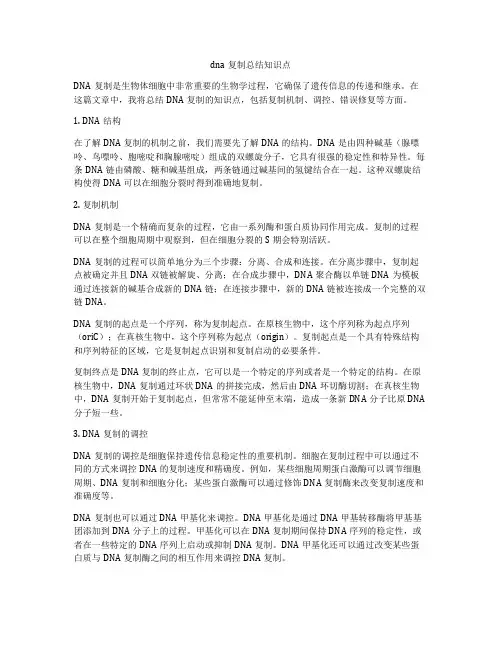 dna复制总结知识点